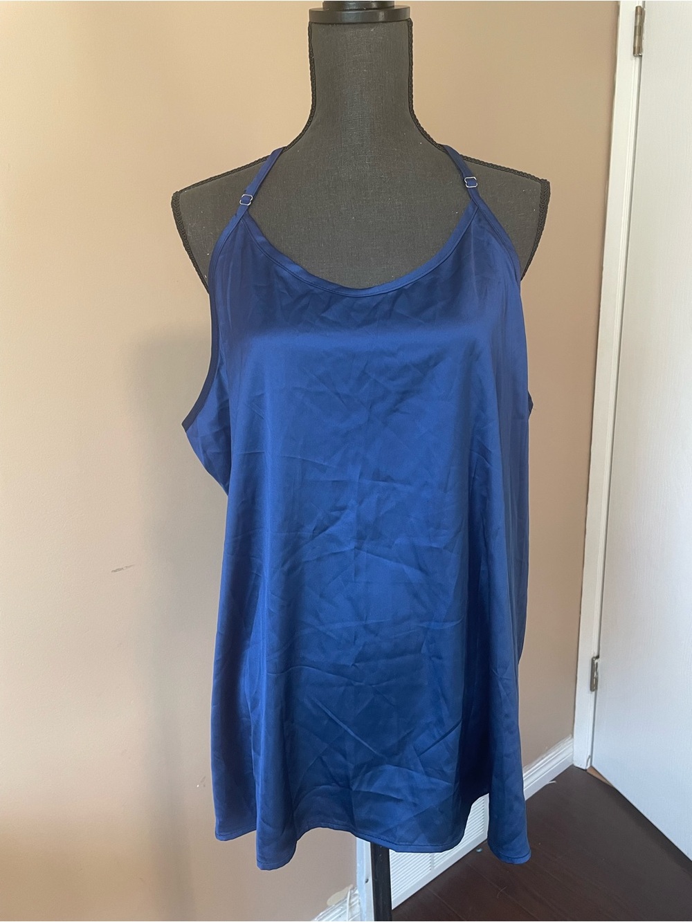 Women’s Navy Blue Satin Tank Top